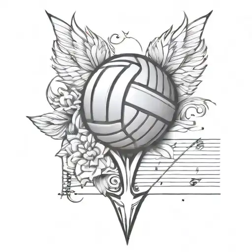 kayblade, volleyball, music sheet tattoo design idea