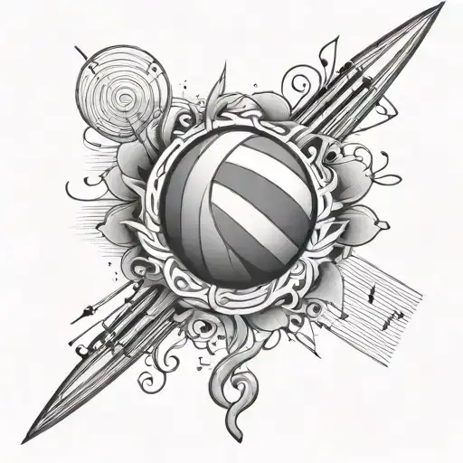 kayblade, volleyball, music sheet tattoo design idea