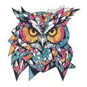 animal owl geometric shape tattoo design idea