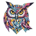 animal owl geometric shape tattoo design idea