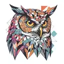 animal owl geometric shape tattoo design idea