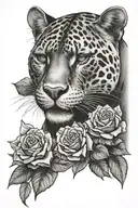 ragata panther with roses tattoo design idea