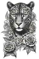 ragata panther with roses tattoo design idea