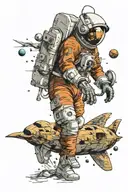 Astronaut Exploring jupiter tattoo design idea