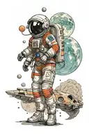 Astronaut Exploring jupiter tattoo design idea