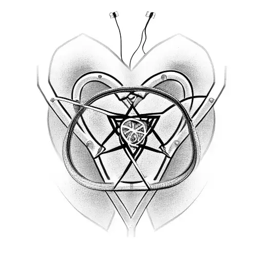 A mechanical heart with wires forming the Magen David symbol tattoo design idea