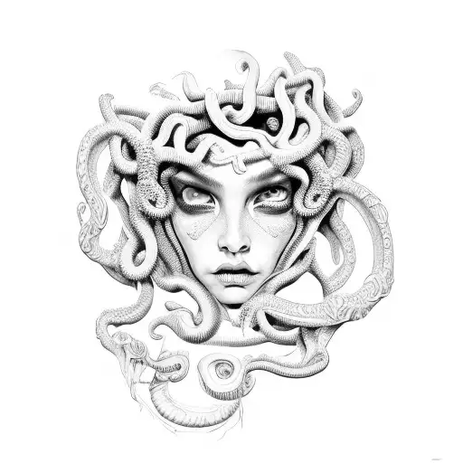 medusa crying tattoo design idea