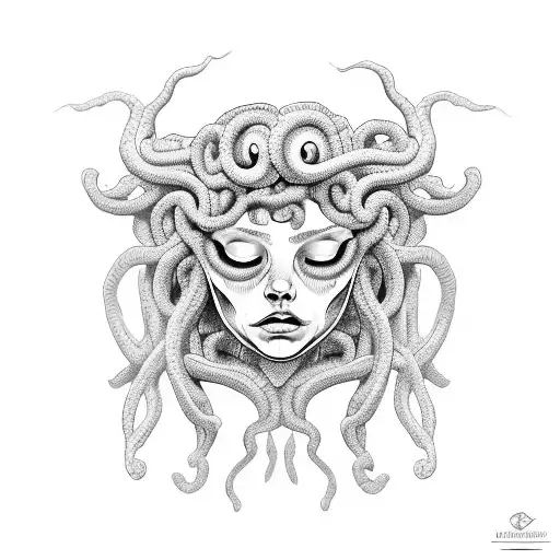 medusa crying tattoo design idea