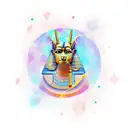 Anubis, the Egyptian god of death, floating in space surrounded by constellations tattoo design idea