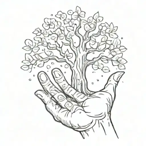 A pinching hand emoji holds a tree between its fingers  tattoo design idea