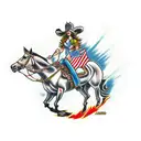 cowgirl  riding a nuclear warhead tattoo design idea