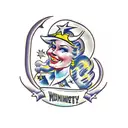 cowgirl  riding a nuclear warhead tattoo design idea