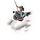 cowgirl  riding a nuclear warhead tattoo design idea