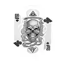 skull with snake with poker cards with two dice  tattoo design idea