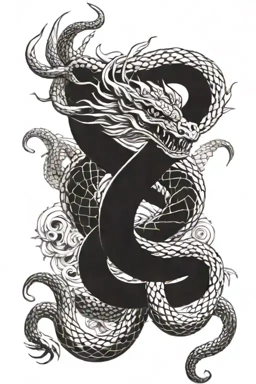snake dragon view tattoo design idea