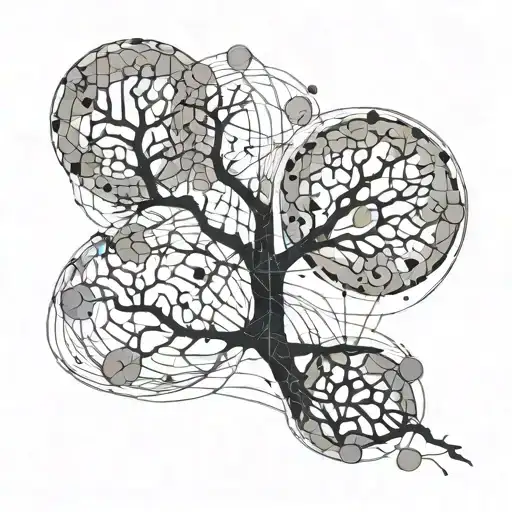 decision tree, strict regimented lines. neural network, AI, process of thought tattoo design idea