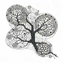 decision tree, strict regimented lines. neural network, AI, process of thought tattoo design idea