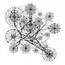 decision tree, strict regimented lines. neural network, AI, process of thought tattoo design idea