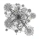 decision tree, strict regimented lines. neural network, AI, process of thought tattoo design idea