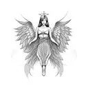 kneeling angel tattoo design idea
