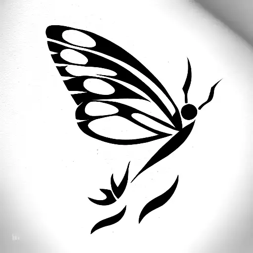 butterfly with an eye for the body and 999 down the middle vertically tattoo design idea