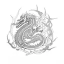 dragon spine tattoo wrapped around vines with flowers  tattoo design idea