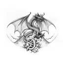 dragon spine tattoo wrapped around vines with flowers  tattoo design idea