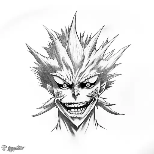 Ryuk viendo por un espejo tattoo design idea