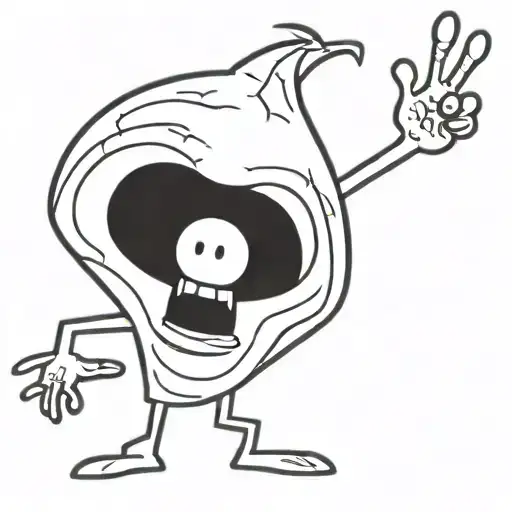 alien middle finger destruction fire destruction tattoo design idea