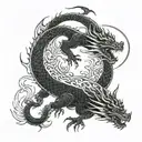 gothic dragon flying tattoo design idea