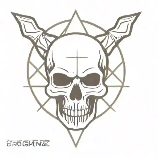 skull with heartagram symbol on forehead  tattoo design idea