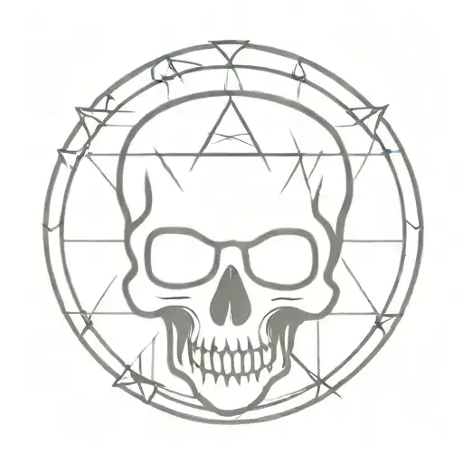 Skull with heartagram on forehead  tattoo design idea