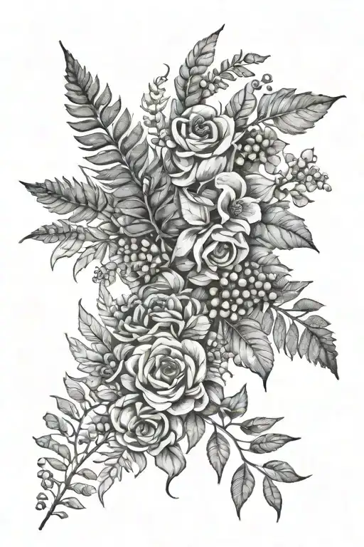 Rap around forearms vine tattoo With ferns flowers berries And honeysuckles tattoo design idea