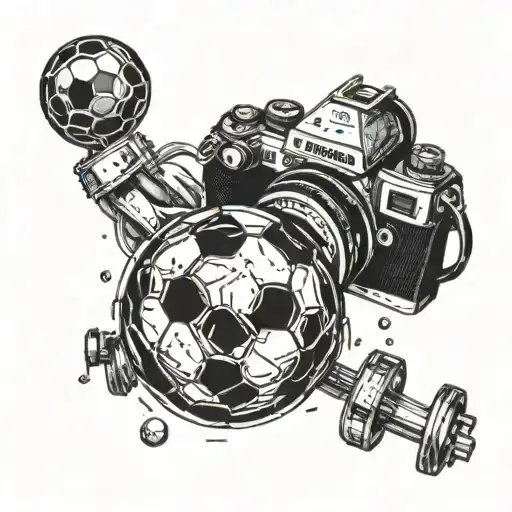 Combine a camera lens with a soccer ball to create a unique design symbolizing your love for both photography and soccer tattoo design idea