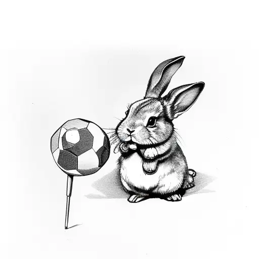 bunny holding a cue ball tattoo design idea