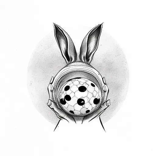 bunny holding a 9 ball tattoo design idea