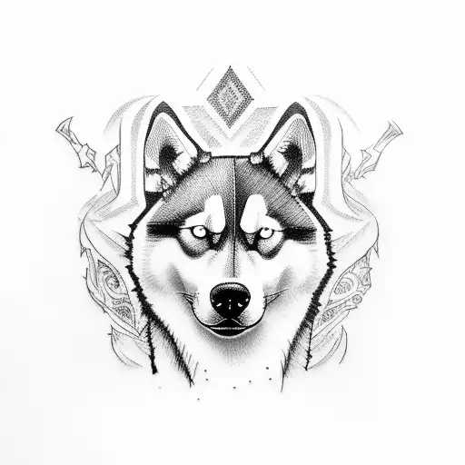 husky tattoo design idea