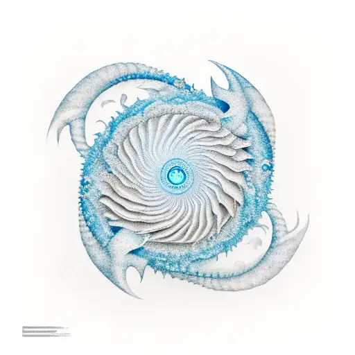 spiral ocean and mountains tattoo design idea