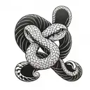 snake coiled in a question mark shape made tattoo design idea