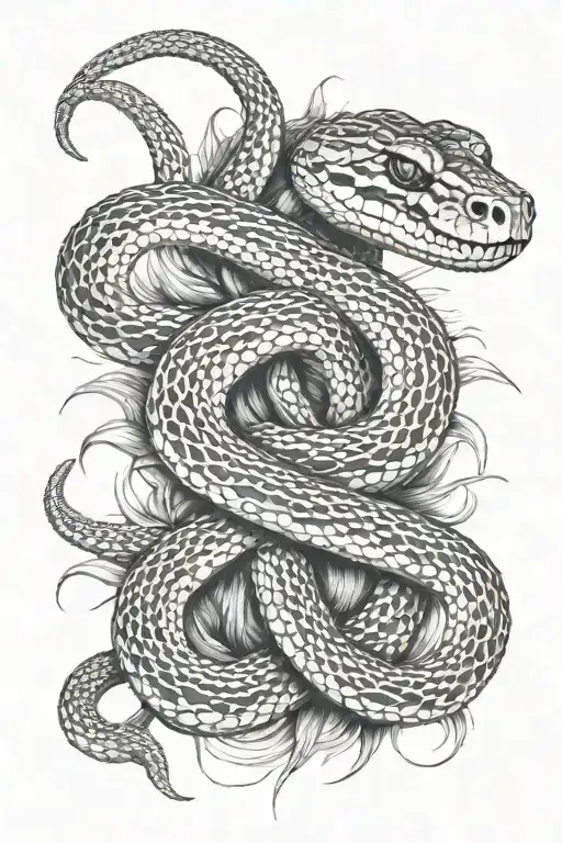 Snakes bite venomously tattoo design idea