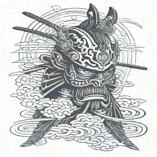 ronin samurai mask tattoo design idea