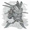 ronin samurai mask tattoo design idea