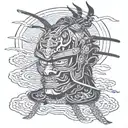 ronin samurai mask tattoo design idea