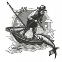 fisherman silluette  tattoo design idea