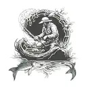fisherman silluette  tattoo design idea