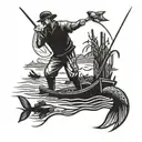 fisherman silluette  tattoo design idea