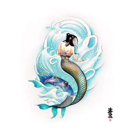 award winning,one of a kind,super detailed breathtaking mermaid tattoo design idea