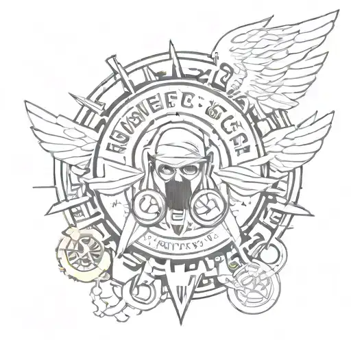 A tattoo design featuring a mix of hiphop and rock music elements, Fenerbahçe team intertwined with freedom symbols tattoo design idea