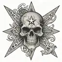 nuatical star skull inside tattoo design idea
