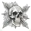nuatical star skull inside tattoo design idea